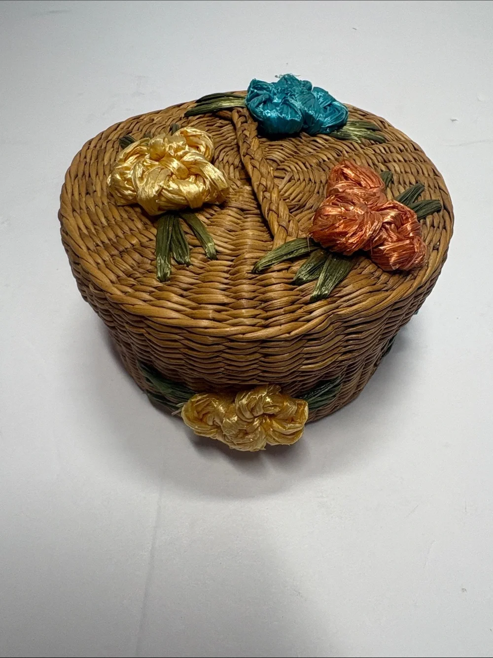 Handwoven Floral Wicker Trinket Box - Multicolor HL4
